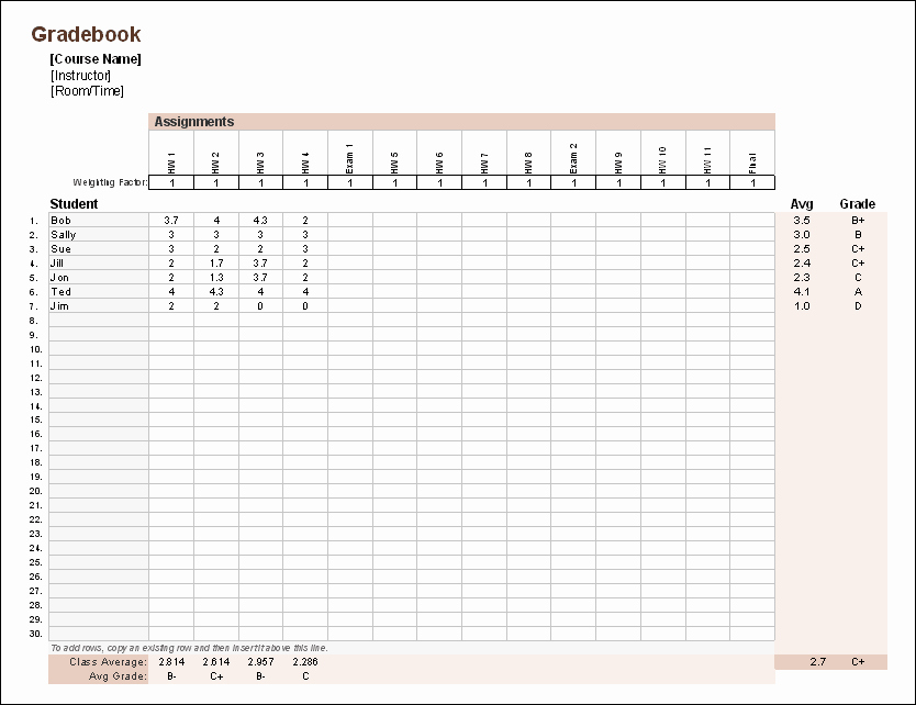 Excel Grade Sheet Template Inspirational Gradebook Template for Excel Free Teacher Grade Book