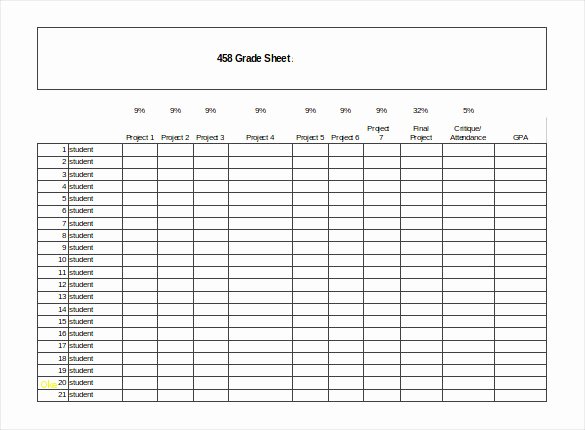 Excel Grade Sheet Template New Beautiful Grade Sheet Template