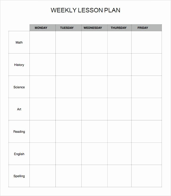 Excel Lesson Plan Template Fresh 9 Sample Weekly Lesson Plans