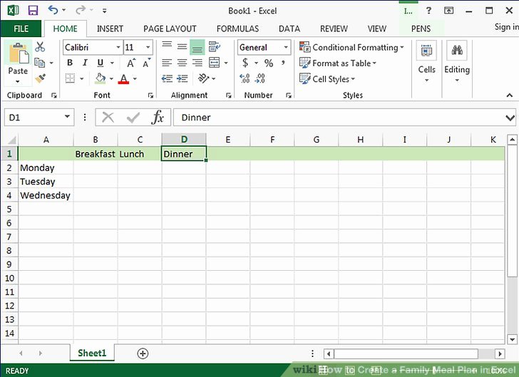 Excel Meal Plan Template Awesome How to Create A Family Meal Plan In Excel with