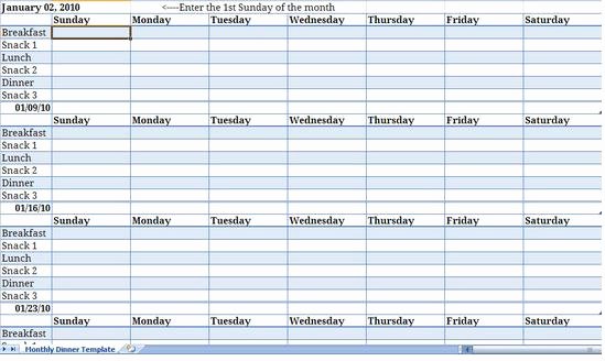 Excel Meal Plan Template Elegant Monthly Meal Planner Template