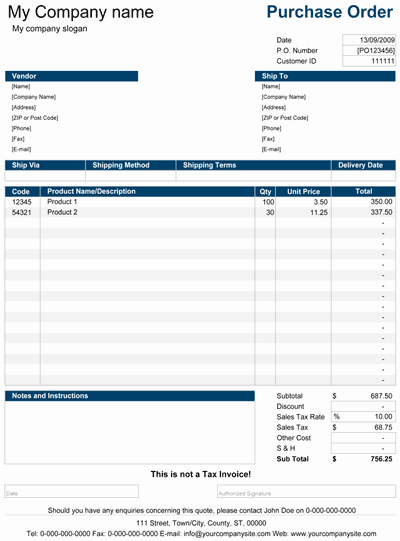 Excel Purchase order Template Awesome Purchase order