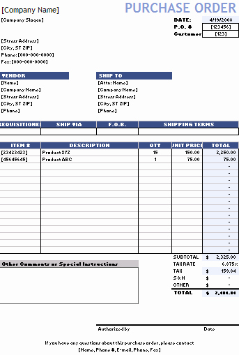Excel Purchase order Template Elegant Purchase order Template