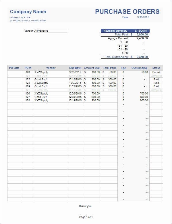 Excel Purchase order Template Fresh Purchase order Tracker for Excel