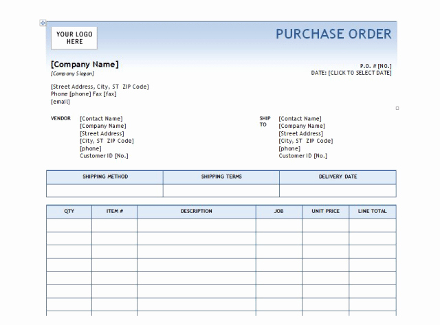 Excel Purchase order Template Inspirational 6 Excel Purchase order Templates