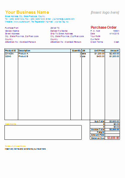 Excel Purchase order Template Luxury 40 Free Purchase order Templates forms