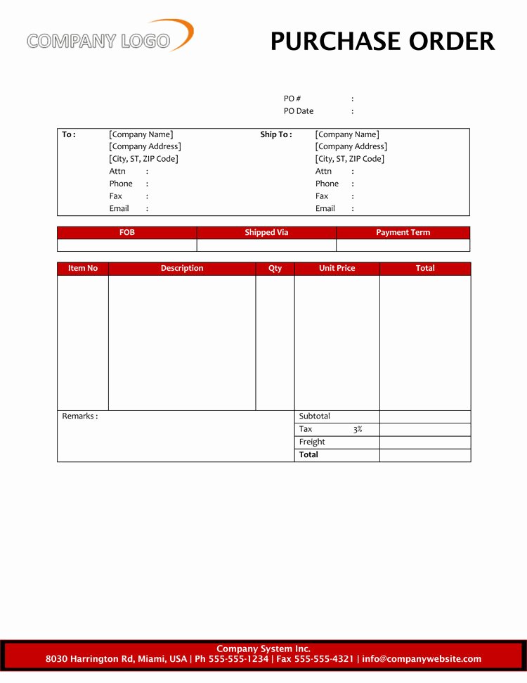 Excel Purchase order Template New 40 Free Purchase order Templates forms