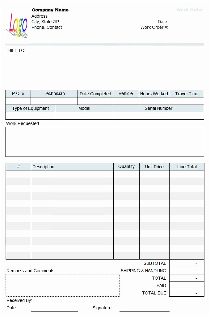 Excel Work order Template Best Of Work order Template – 20 Free Word Excel Pdf Document