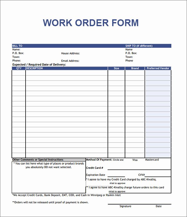 Excel Work order Template Inspirational order form Template 19 Download Free Documents In Pdf