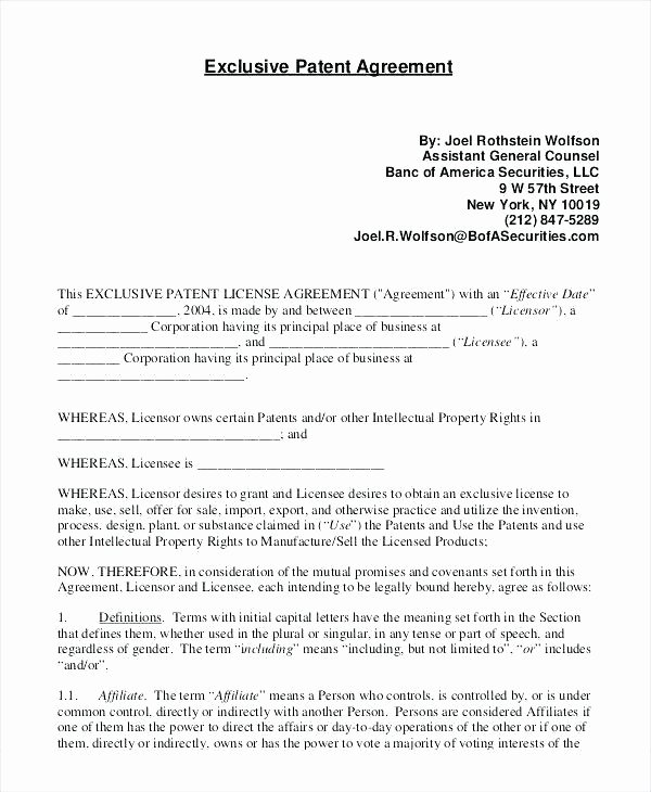 Exclusive License Agreement Template Inspirational Exclusive software License Agreement Template Content