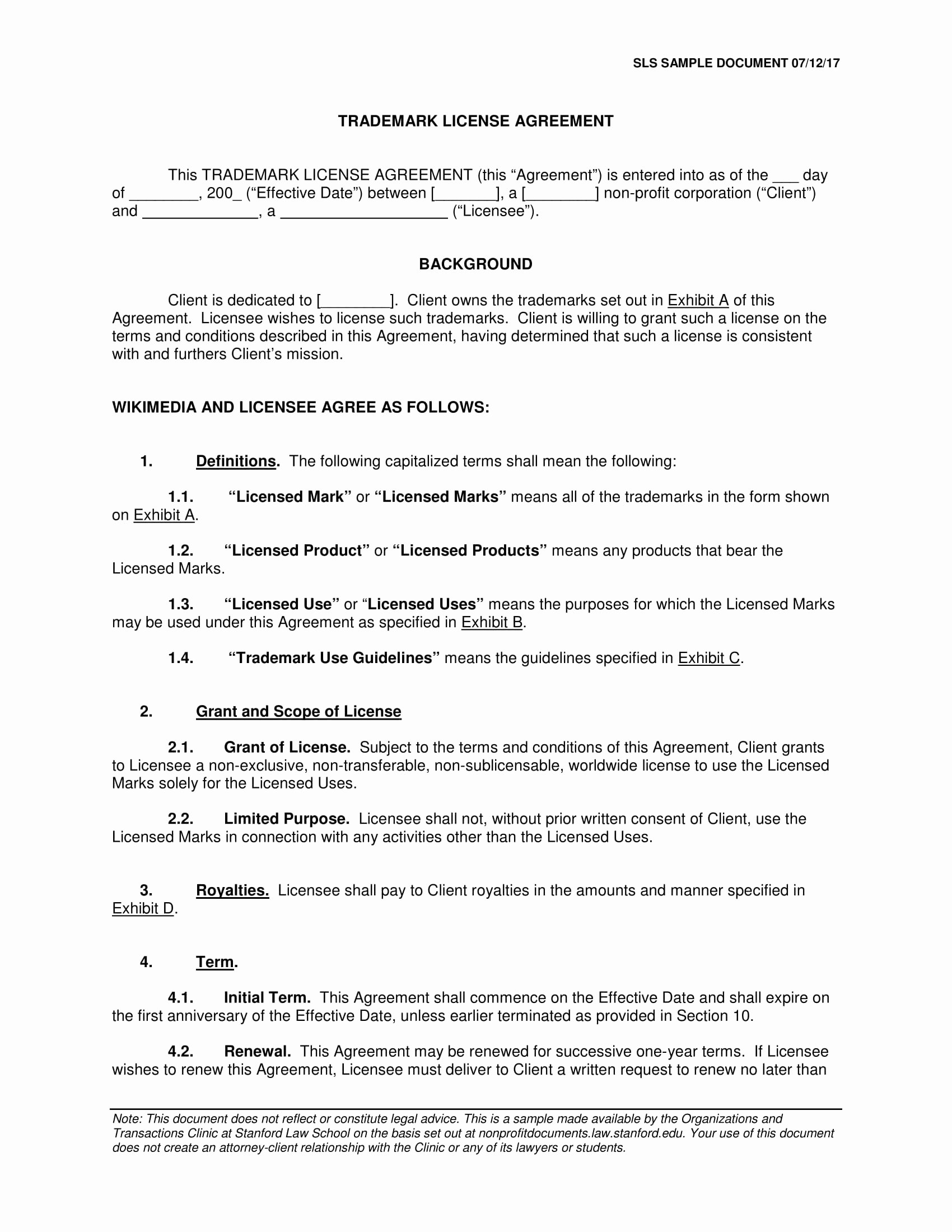 Exclusive License Agreement Template Lovely 4 License Agreement Long forms Pdf