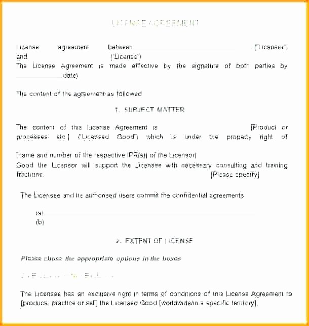 Exclusive License Agreement Template New Non Exclusive Licensing Agreement Template License
