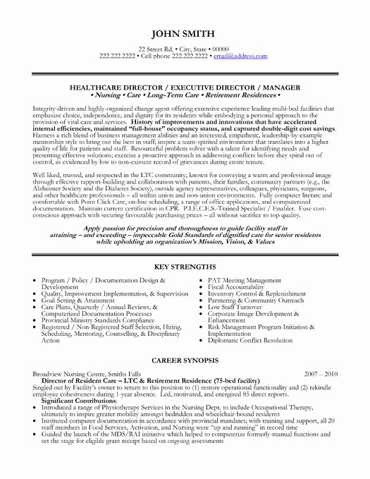 Executive Director Resume Template Unique top Health Care Resume Templates &amp; Samples