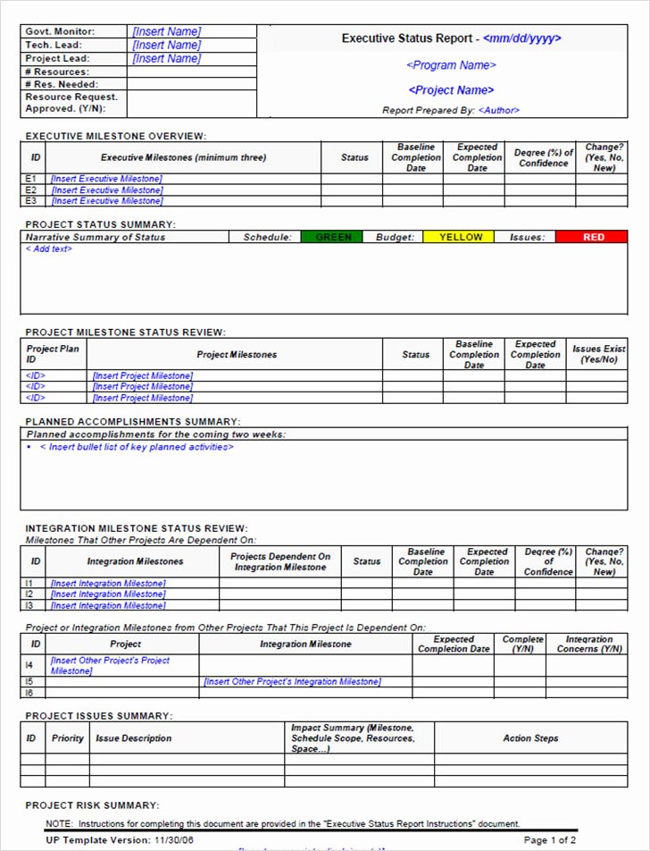 Executive Status Report Template New 6 Status Report Templates Free Word Pdf Excel formats