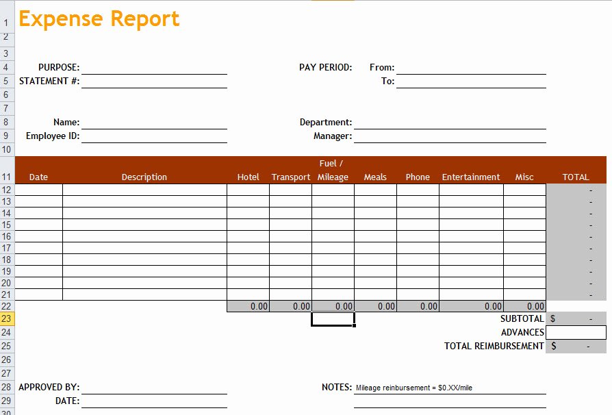 Expense Report Template Excel Fresh Expense Report Template In Excel
