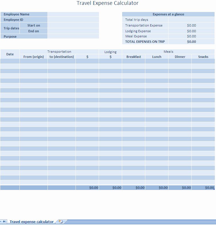 Expense Report Template Excel New Excel Expense Report Template