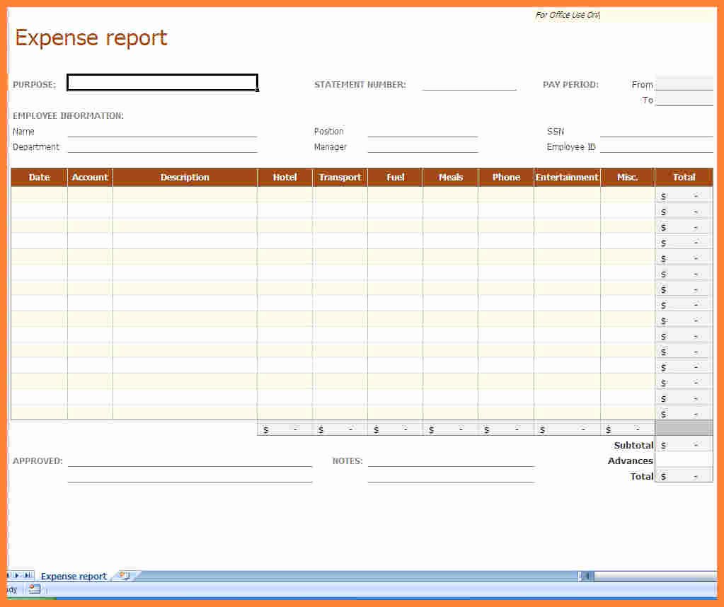Expense Report Template Free New 8 Microsoft Office Expense Report Template