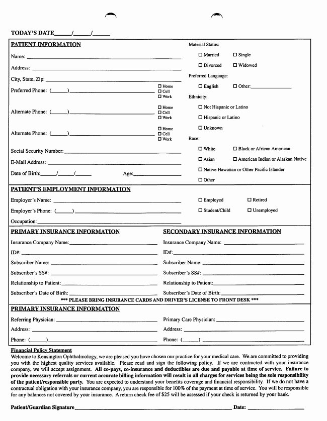 Eye Exam forms Template Awesome Patient forms