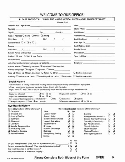 Eye Exam forms Template Elegant Patient forms