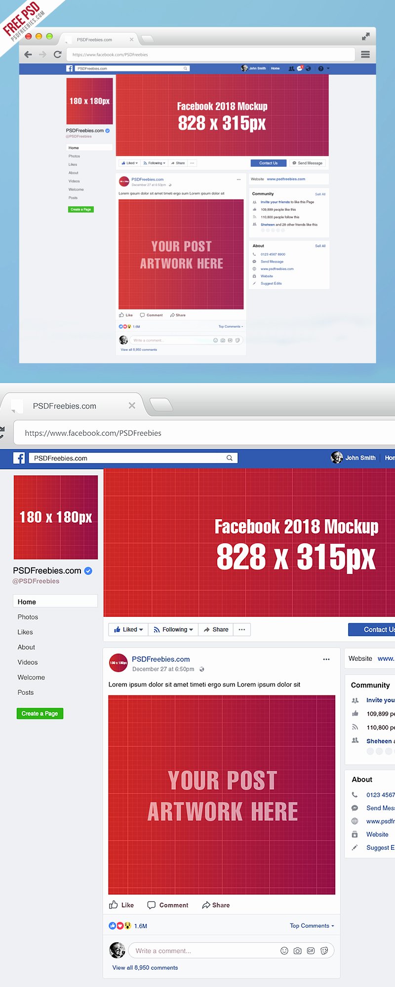 Facebook Ad Template Psd Inspirational Page Mockup 2018 Template Psd On Behance