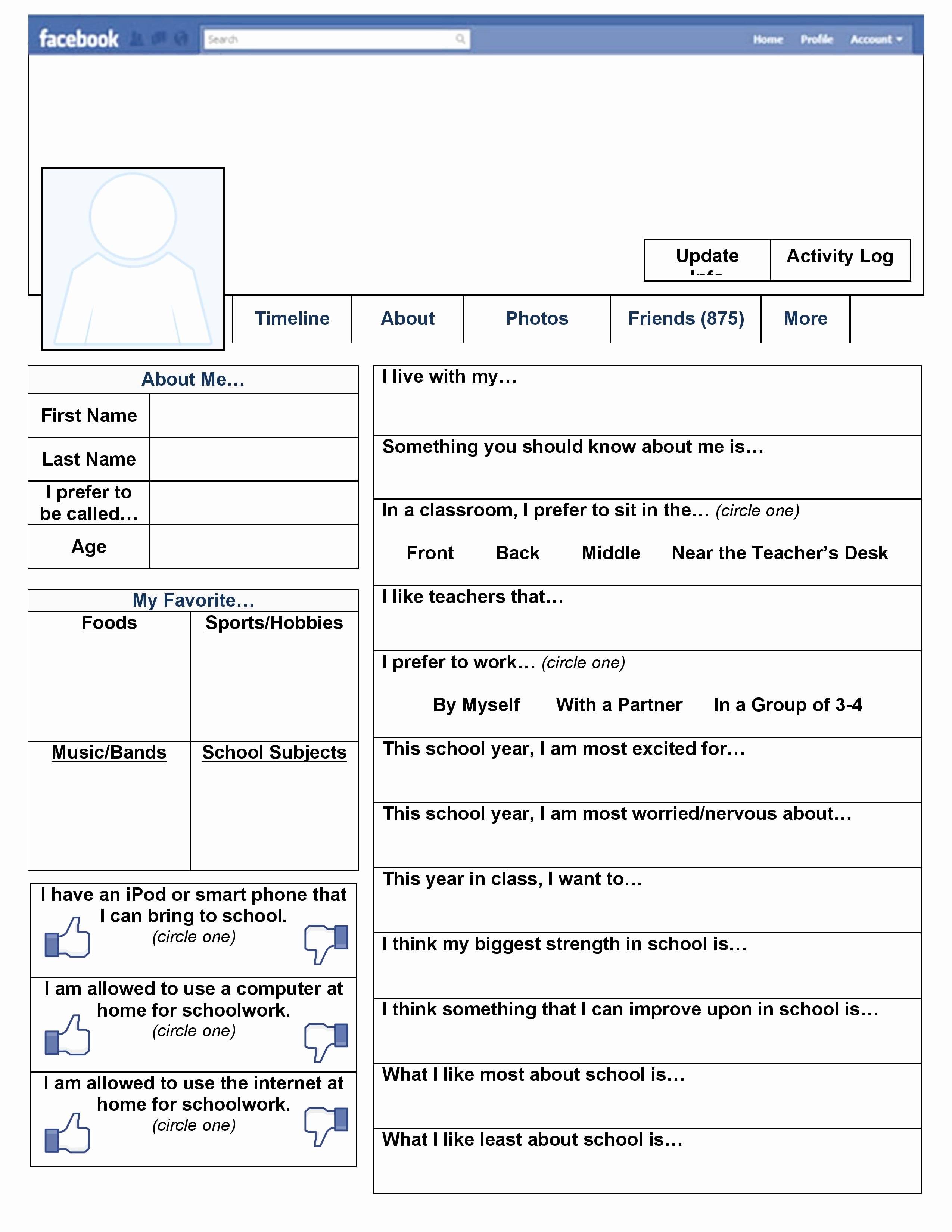 Facebook Page Template Pdf Fresh A Free Printable &quot; &quot; Page to Use On the First Day
