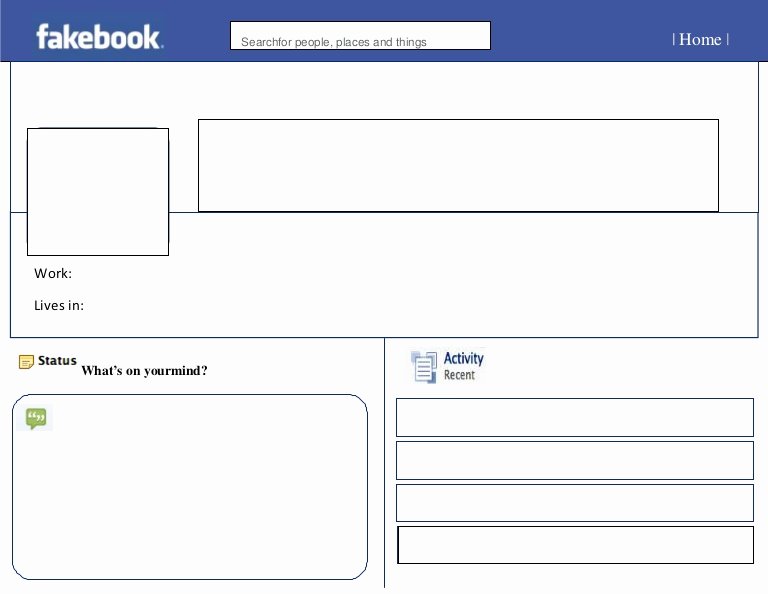 Facebook Profile Page Template Unique Blank Fakebook