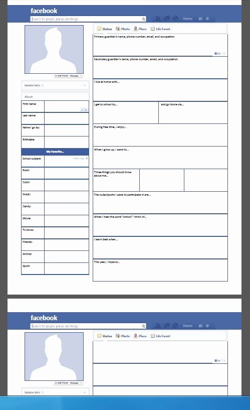 Facebook Template for Students Inspirational Worksheet for First Day School 10 Best