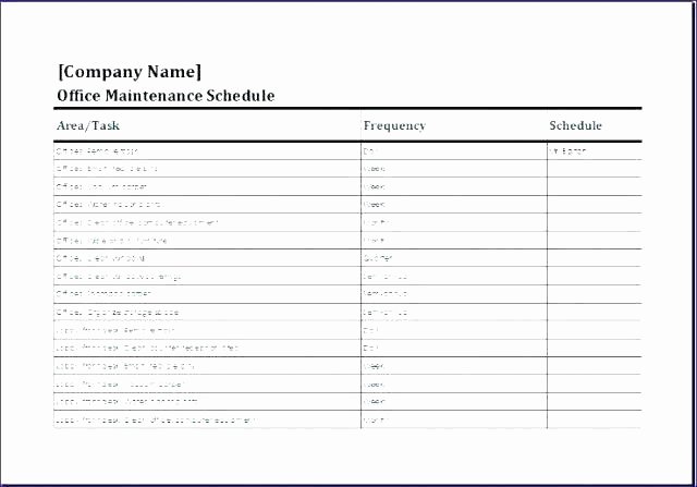 facility preventive maintenance schedule template