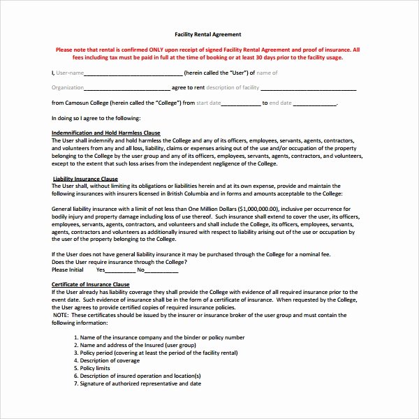 Facility Rental Agreement Template Best Of Simple Rental Agreement 11 Download Free Documents In