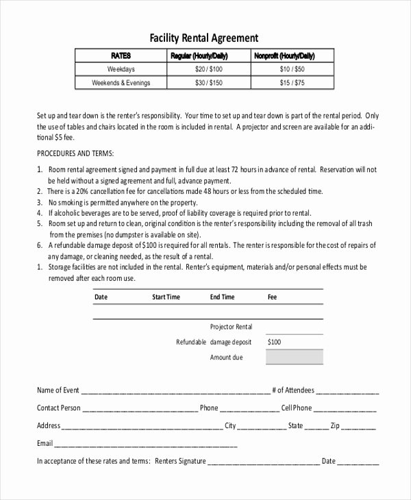 Facility Rental Agreement Template Lovely Factoring Agreement Sample