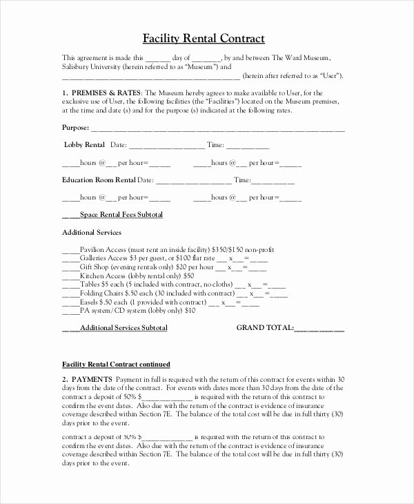 Facility Rental Agreement Template Unique 11 Rental Contract Templates Word Pages Docs