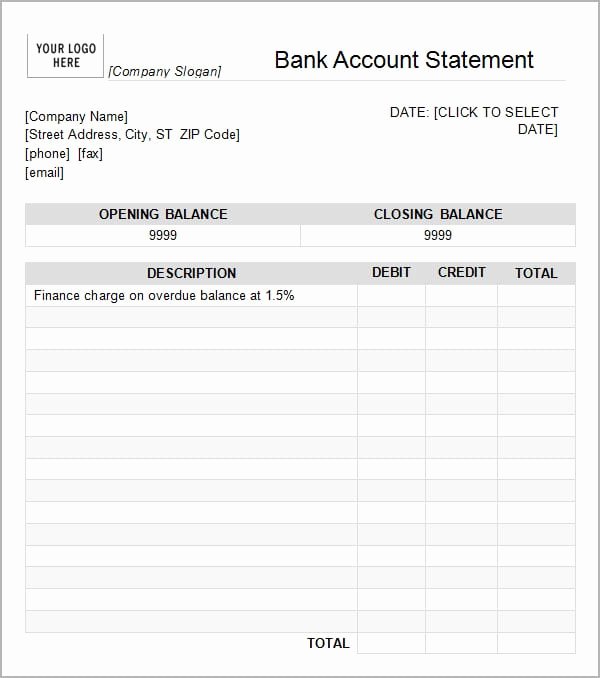 Fake Bank Statement Template New 7 Bank Statement Templates Word Excel Pdf formats