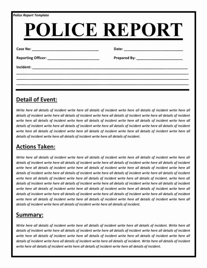 Fake Police Report Template Best Of Police Report Example