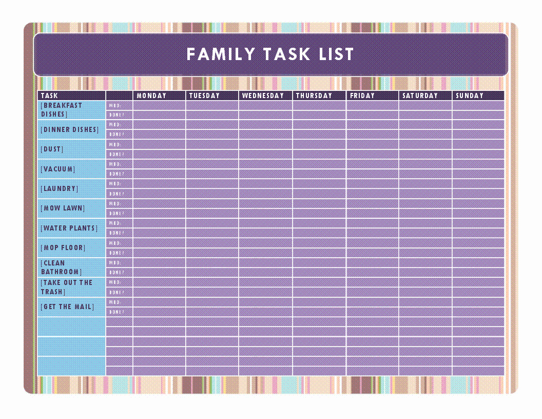Family Chore Chart Template Fresh Family Chore Chart