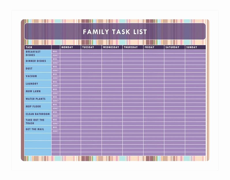 Family Chore Chart Template New Family Chore Chart