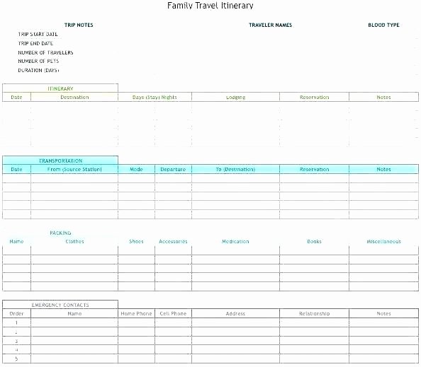Family Vacation Planner Template Inspirational Travel Planning Spreadsheet Free Business Plan Template