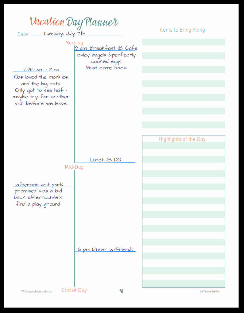 Family Vacation Planner Template Inspirational Vacation Planner Printables