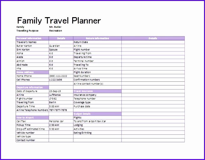 Family Vacation Planner Template Lovely 6 Excel Holiday Planner Template Exceltemplates