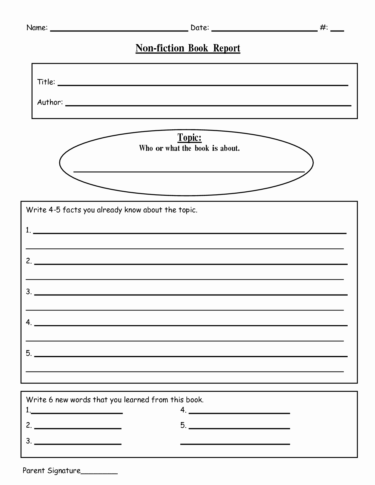 Fiction Book Report Template Beautiful 9 Best Of Nonfiction Book Report forms Printable