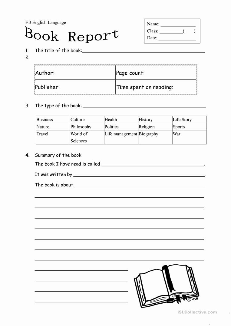 Fiction Book Report Template Fresh Book Report form for Non Fiction Worksheet Free Esl