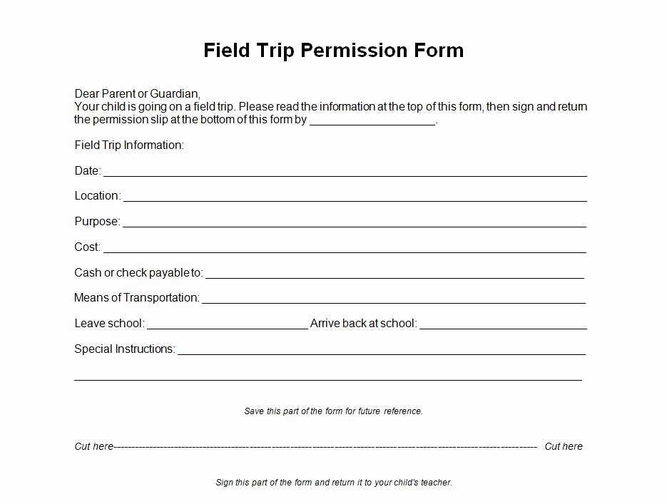 Field Trip form Template Fresh Field Trip Permission form