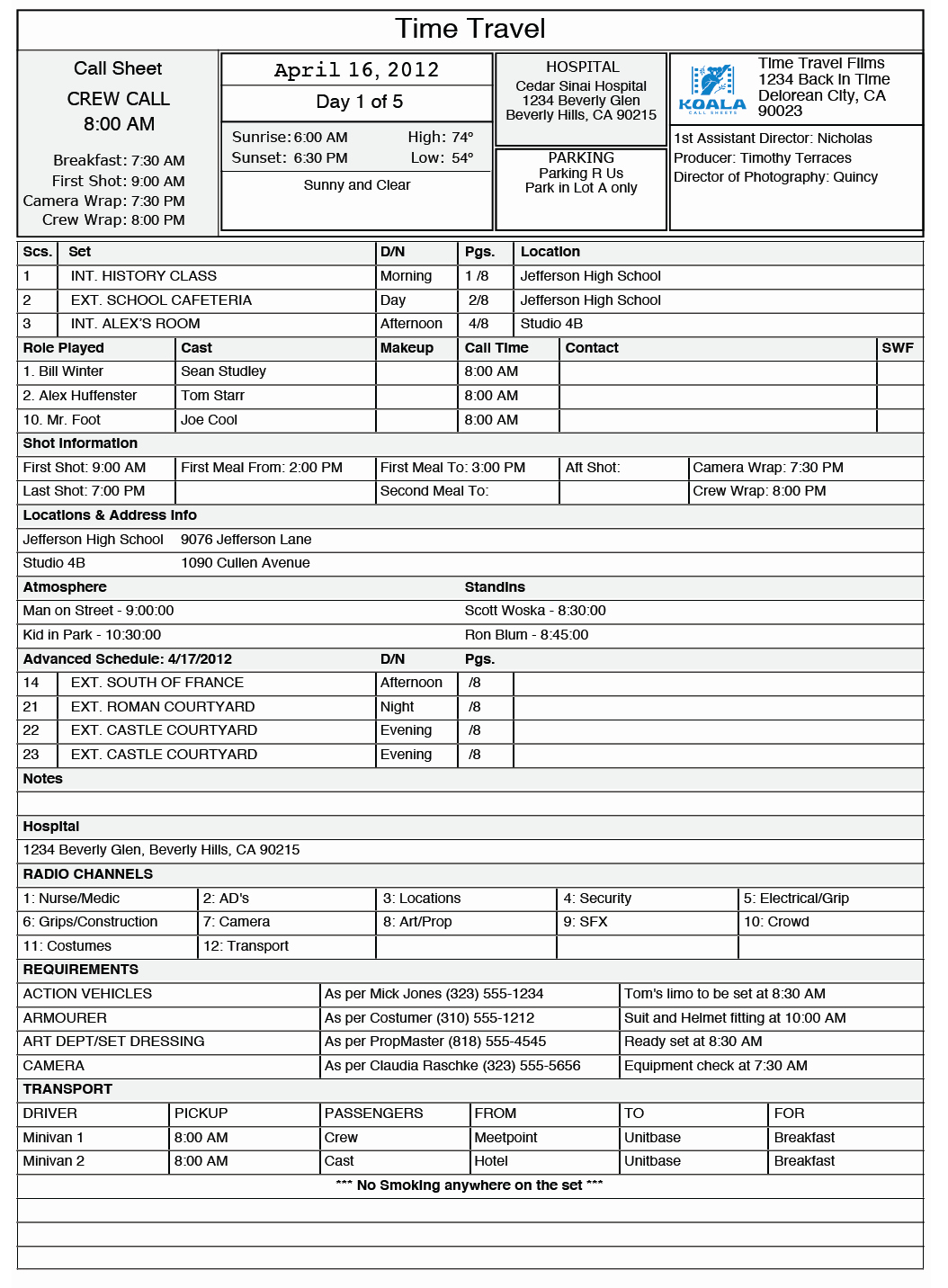 Film Call Sheet Template Best Of Free Call Sheet Template In Excel