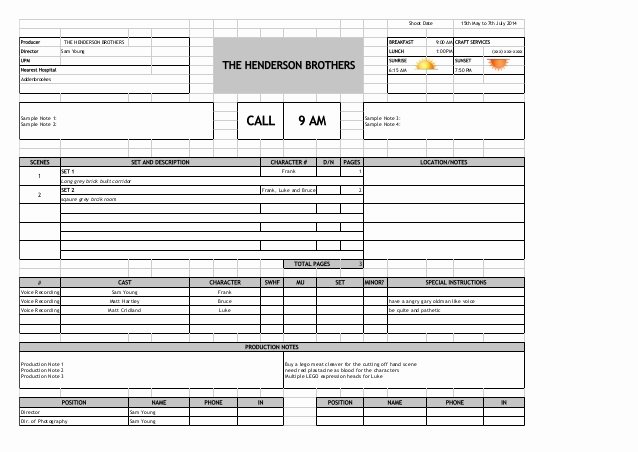 Film Call Sheet Template Fresh Call Sheets by Don Rorke March On