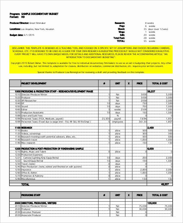 Film Production Budget Template Best Of Bud Templates 8 Free Word Pdf format Download