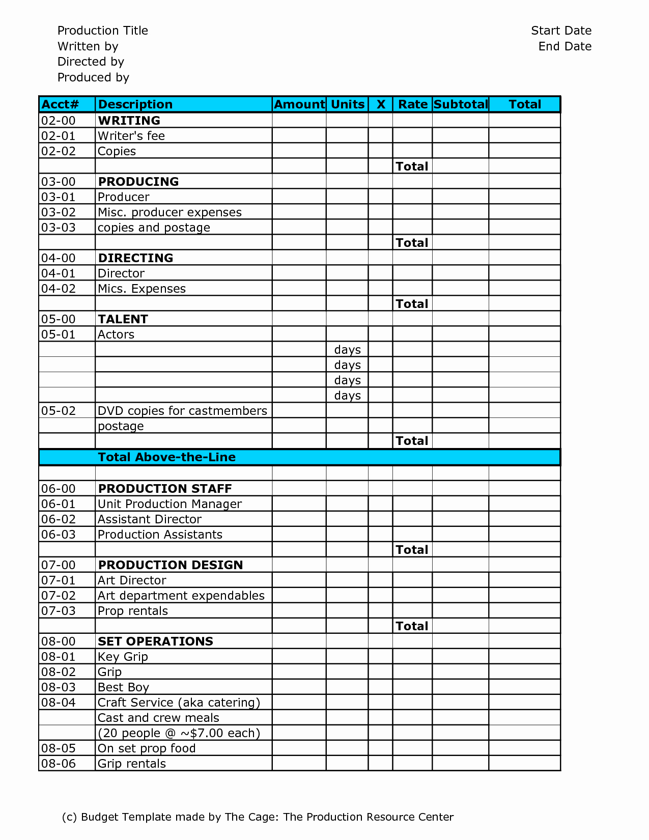 Film Production Budget Template New 10 Best Of Departmental Proposal Template