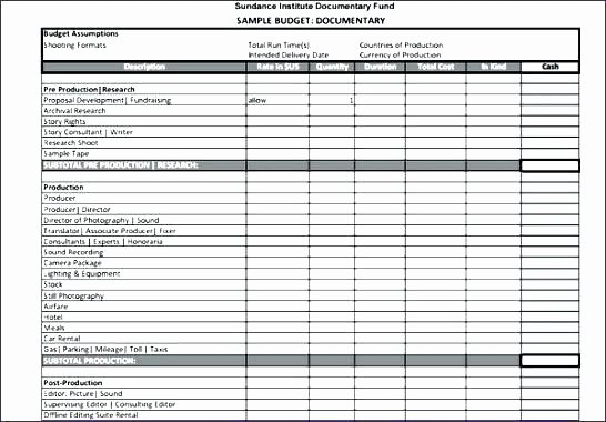 Film Production Budget Template New Example Bud Template Television Production Excel