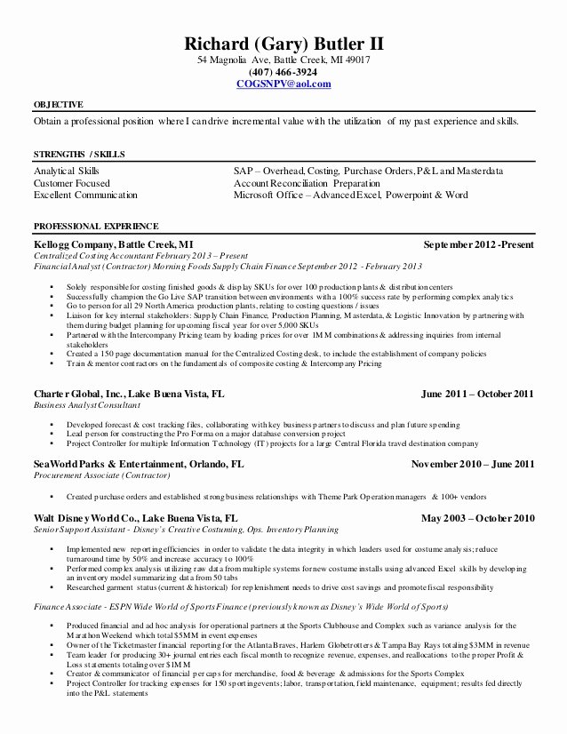 Financial Analyst Resume Template Awesome Resume R Gary butler Ii Financial Analyst