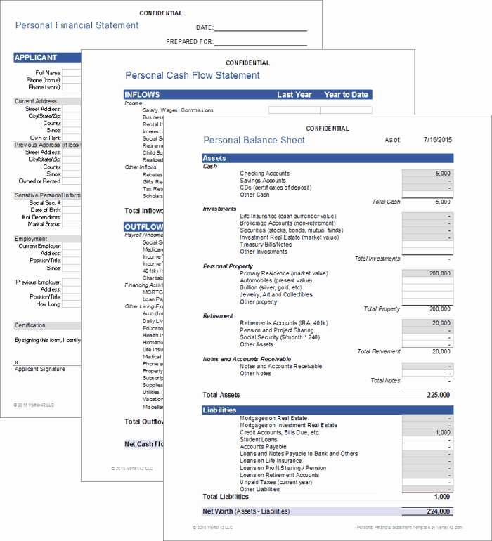Financial Statement Template Xls Fresh Personal Financial Statement for Excel
