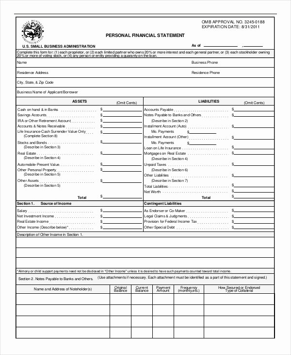 Financial Statements Template Pdf Luxury Personal Financial Statement 9 Free Excel Pdf