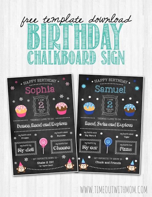 First Birthday Chalkboard Template Beautiful Free Download Birthday Chalkboard Sign Template and